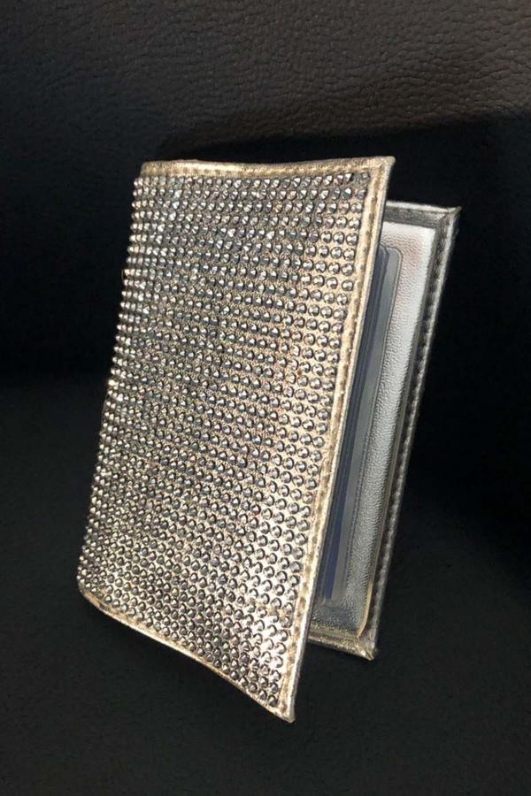 Efeaks Gümüş Taşlı Parlak Ruhsat Kılıfı - Image 1