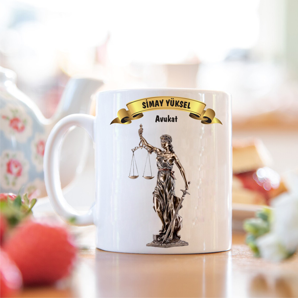 Avukat-Savcı-Hakim Hukukçulara ve kişiye özel kupa bardak hediyelik V6 TRBK256 - Image 1
