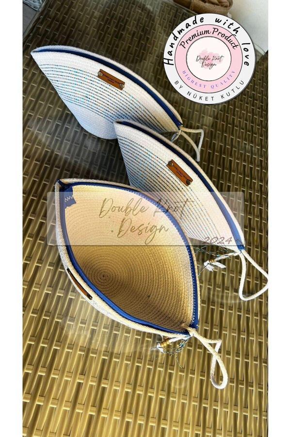 Double Knot Design Beyaz Tress V Clutch El Çantası Makyaj Çantası Abiye Çanta Portföy Çanta Anneler Günü - Image 1