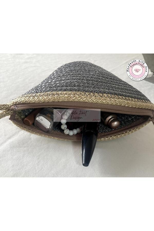 Double Knot Design Simli Parlak Fermuarlı Kozmetik Çantası,Makyaj Çantası, Çok Yönlü Organizer Anneler Günü - Image 1