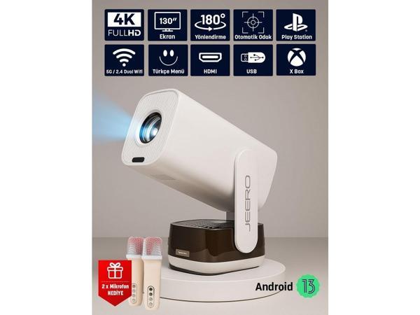 JEERO K6 Dual Microphone Karaoke Projector(Türkçe Menü Android13) - Image 1