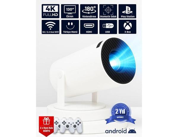 JEERO Oyunlu Projeksiyon Cihazı 2 Kollu -20.000 Oyun -Türkçe Menü Android - Image 1