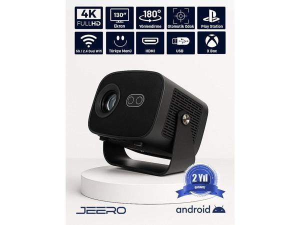 JEERO 4K Smart Cinema Portable Projector (Auto Focus / Android) Türkçe Menü - Image 1