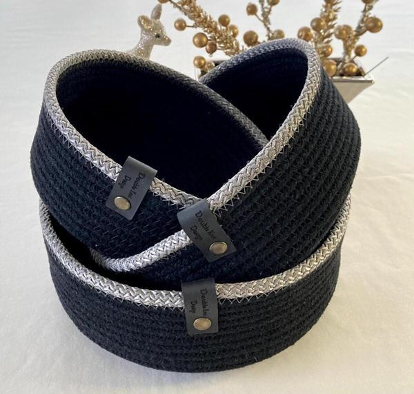 Double Knot Design Siyah Tress Çok Amaçlı Düzenleyici Sepet - Organizer 3 Lü Set/ Hediyelik Anneler Günü - Image 1