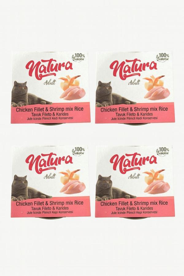 NATURA CHICKEN FILLET & CRAP MIX RICE BROTH CANNED CAT FOOD 70 GR x 4  - Image 1