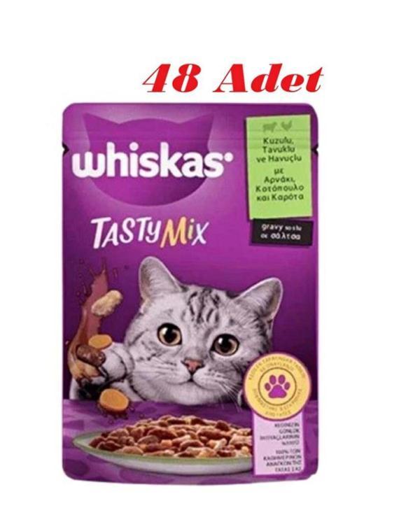 Whiskas Pouch Tastymix Kuzu & Tavuk & Havuçlu Yetişkin Kedi Maması 85 Gr*48 Adet - Image 1