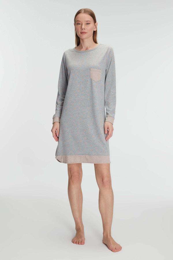 Arias Closet Pamuklu Uzun Kollu Gecelik - Image 1