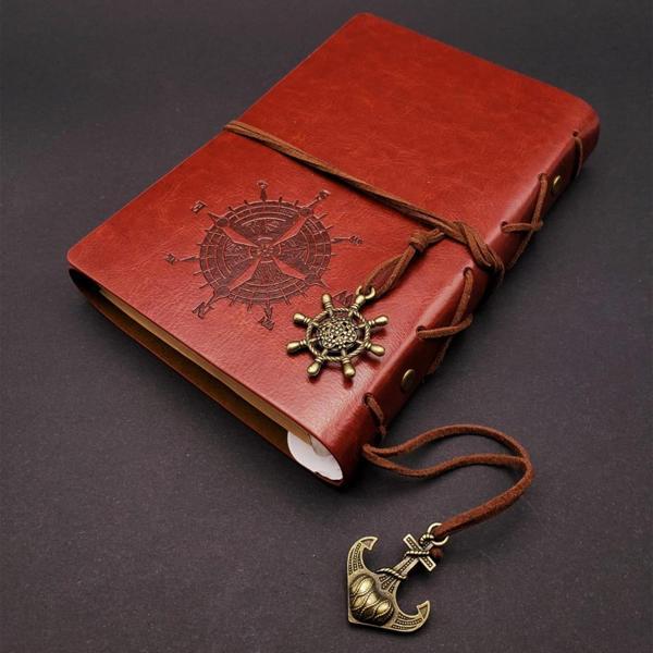 Kahverengi Pusula Temalı Deri Defter - Image 1