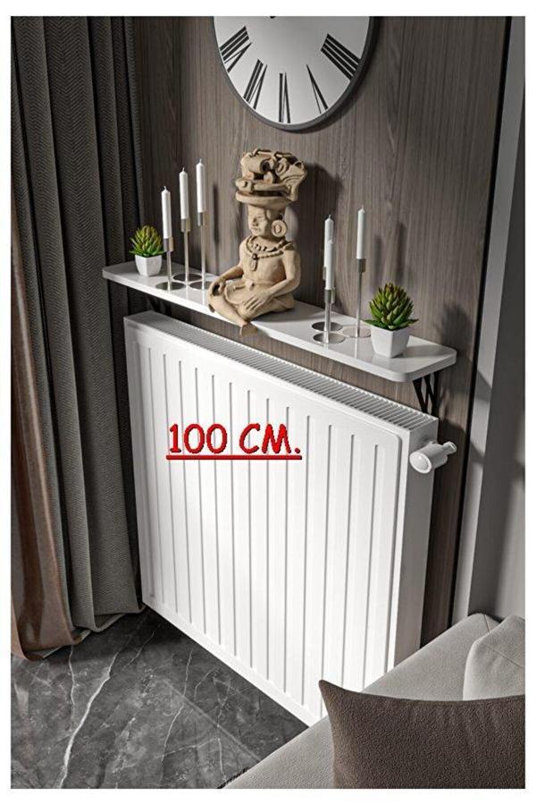 Montajsız Beyaz Petek Üstü Metal Raf, Kalorifer Peteği Raf Dresuar Uçan Raf 100 Cm 100100 - Image 1