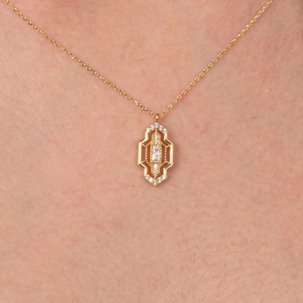 Gümüş Kolye - Baget Taşlı Şık Tasarım 925 Ayar Gümüş Kolye - Image 1