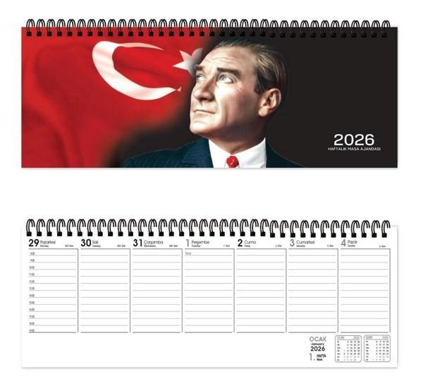 Keskin 2026-AJ-65 12*33,5 Spr.Haftalık Masa Ajandası-Atatürk - Image 1