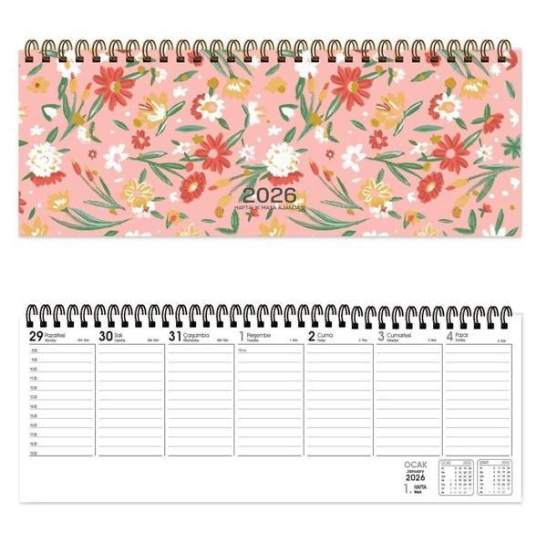 Keskin 2026-AJ-65 12*33,5 Spr.Haftalık Masa Ajandası-Çiçek - Image 1