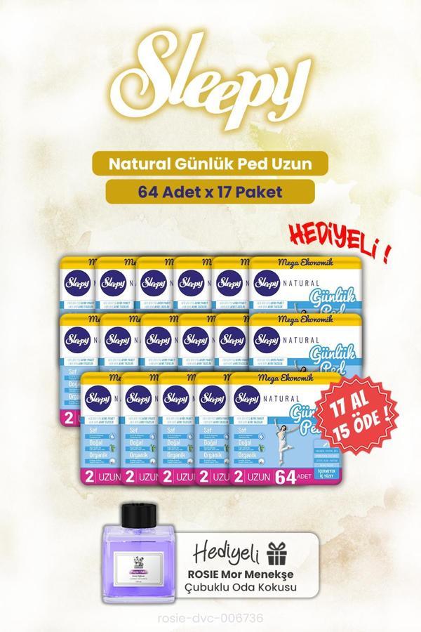 Sleepy Günlük Ped 17 AL 15 ÖDE Natural Uzun 64'lü ve ROSIE oda kokusu - Image 1