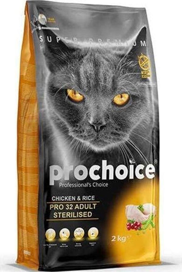 Pro Choice Pro32 Tavuklu ve Pirinçli Kısırlaştırılmış Kedi Maması 2 Kg - Image 1