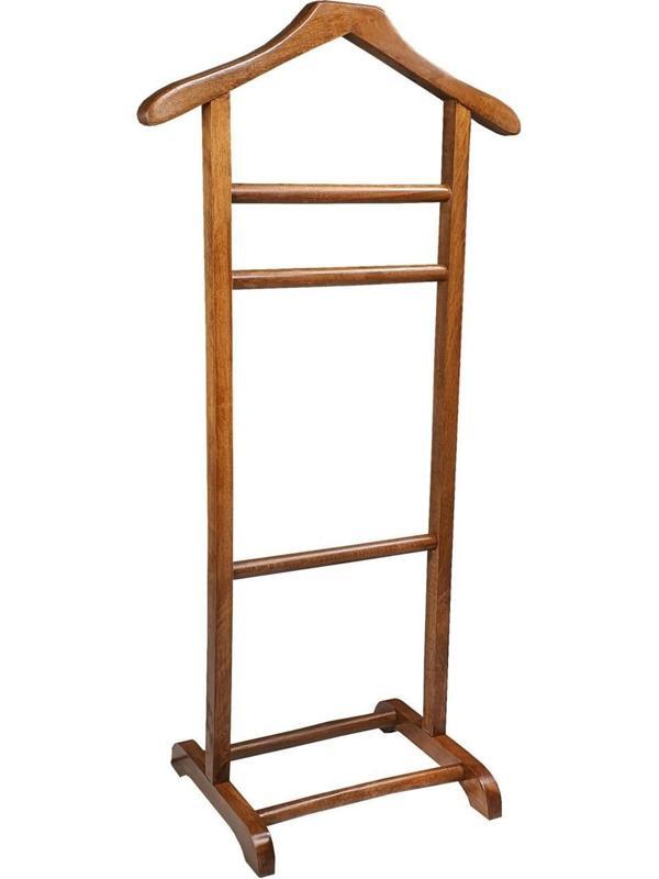  Dilsiz Uşak, Elbise Askısı Gürgen Cilalı, Ayaklı Askılık (ceviz Renk) - Image 1