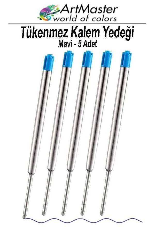 Tükenmez Kalem Yedeği Mavi 5 Adet Metal Tükenmez Kalem İçi Mavi Yedek Tükenmez Ofis Jel Kalem İçi Kalem İçi Okul - Image 1