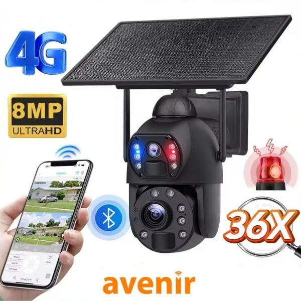 AV-S436 4G Solar Güneş Enerjili 6MP 36X Optikal Zoom Siren ve Sesli Uyarı 50 Metre Gece Görüş Mesafesi Ubox Uygulaması - Image 1