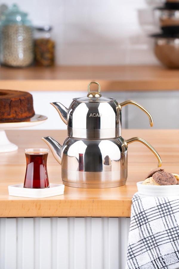 ACAR Armin Orta Boy Çaydanlık Takımı - Gold - Image 1