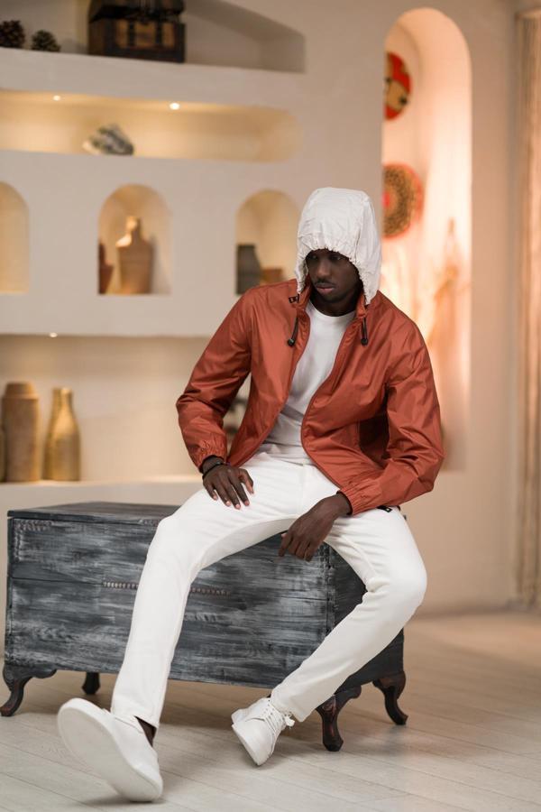 Slimfit Beli Lastikli Gizli Kapşonlu Dik Yaka Fermuarlı Baharlık Mont - Image 1