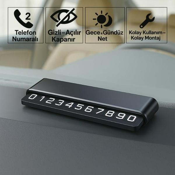 Polham 2 Numaralı Manyetik Açılır Kapanır Geçici Park Numaratörü, Fosforlu Gece Görünür Ultra Şık Numaratör - Image 1