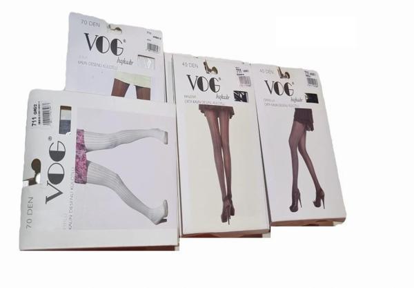 Vog Orta-Kalın Desenli Külotlu Çorap No:2 Karışık Renk ve Desenli 6 Adet - Image 1