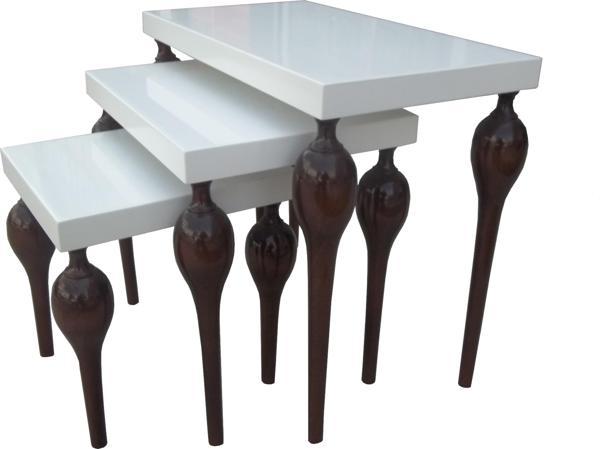 Zigon ILGZ 13673 Tombul Model Sehpa Kayın Ayak Kaplama Parlak Beyaz-Ceviz - Image 1