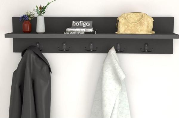 Bofigo Portmanto Duvar Askılığı Elbise Askılığı Antrasit 80 Cm - Image 1