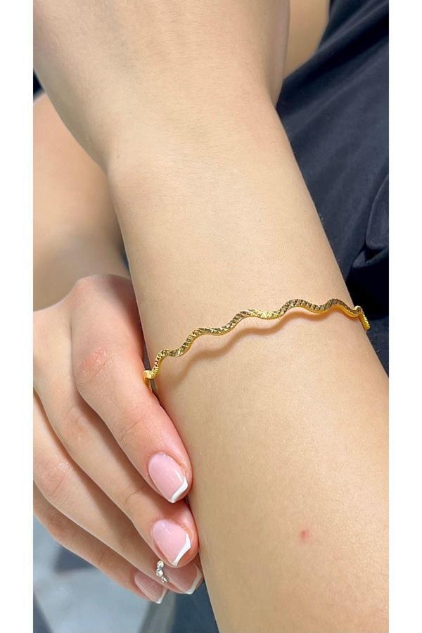 9 gr (GRAM) Yatırımlık Işçiliksiz Cam Kırığı Ajda Bilezik 22 Ayar Altın - Image 1