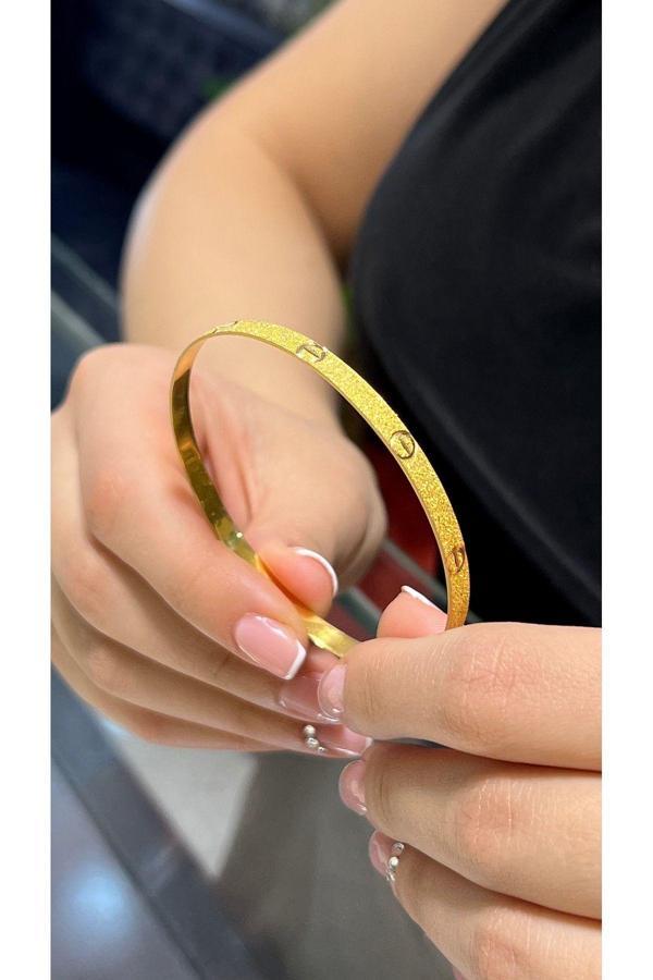 8 gr (GRAM) Çivi Desenli Simli Kibrit Çöpü Bilezik 22 Ayar Altın Yatırımlık Işçiliksiz - Image 1