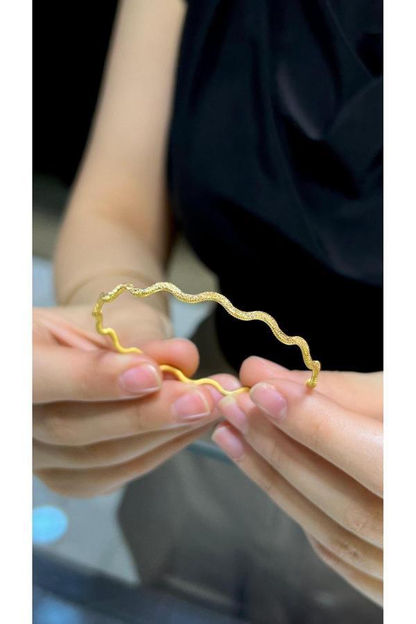 8 gr (GRAM) Yatırımlık Işçiliksiz Simli Zikzak Ajda Bilezik 22 Ayar Altın - Image 1