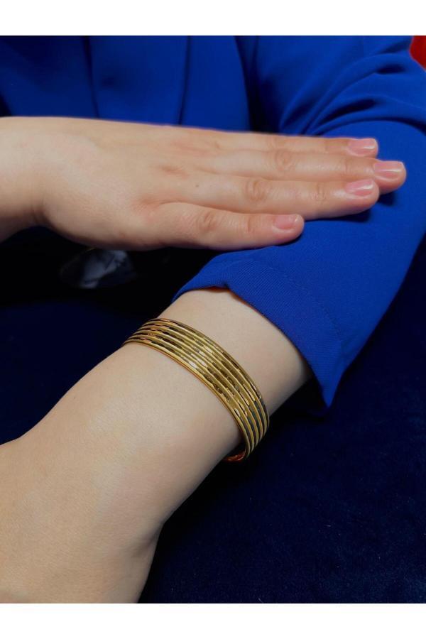 20 gr (GRAM) Yatırımlık İşçiliksiz Oluklu Ajda Desenli Şarnel Bilezik 22 Ayar Altın - Image 1