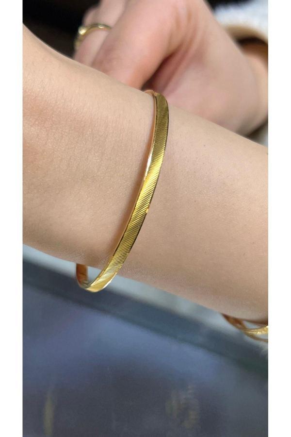 9 gr (GRAM) Yatırımlık Işçiliksiz Trabzon Desenli Çöp Bilezik 22 Ayar Altın - Image 1