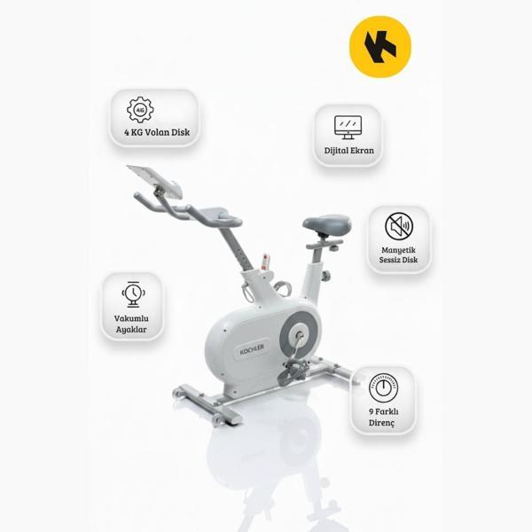 Manyetik Kondisyon Bisikleti – 4 Kg Volan, 120 Kg Kapasite, Uygulamalı, 9 Kademe Direnç, Nabız Ölçer - Image 1