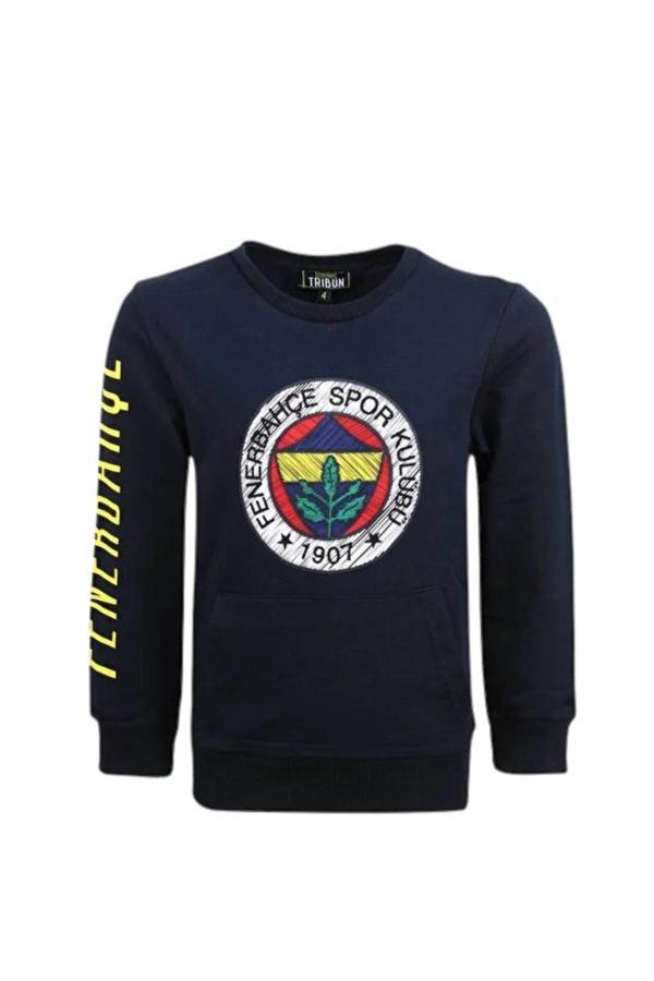 Fenerbahce Çocuk Marineblau Tribünü Pinsel detaylierte Herren Sweat - Image 1