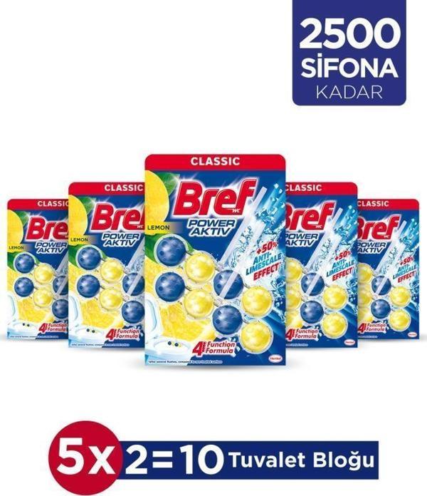 Bref WC Power Aktiv Duopack Katı Tuvalet Bloğu Limon, 5 x 2'li Paket - Image 1