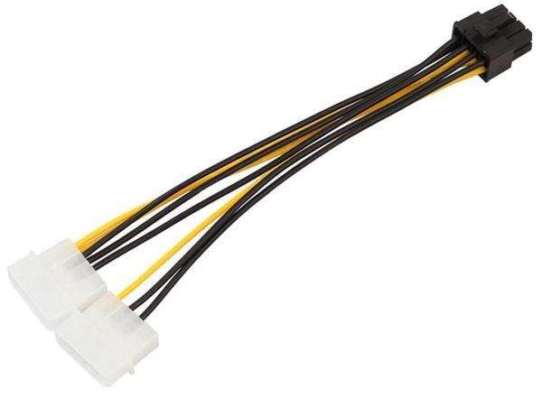 PrimeX PX-4260 2xMolex to 8 PİN Ekran Kartı Güç Kablosu Çevirici, 4pin to 8pin Ekran Kartı Güç Kablosu - Image 1