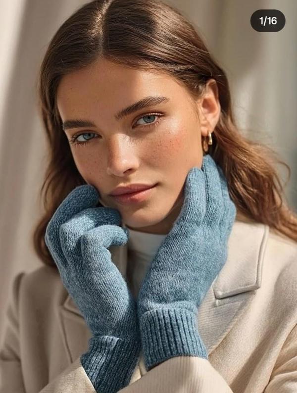  Kışlık Tiriko Kadın Eldiven Açık Mavi Eldiven - Image 1