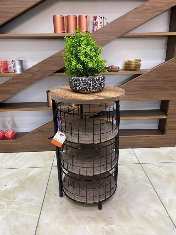 3 Katlı Ahşap Yuvarlak Sebzelik - Image 1