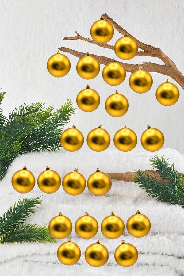 Waldern Yılbaşı Çam Ağacı Süsü Gold Mat 4 Cm Cici Top - Image 1