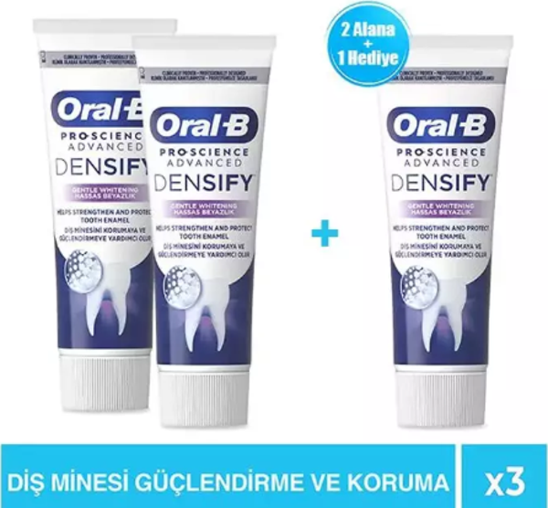 Oral-B Pro Densify 65Ml-Hassas Beyazlık Diş Macunu 2Adet + 1 Adet Hediye - Image 1