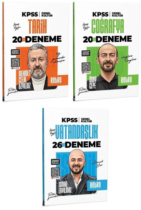 Retro 2026 KPSS Tarih + Coğrafya + Vatandaşlık 66 Deneme 3 lü Set Retro Yayıncılık - Retro Yayıncılık - Image 1