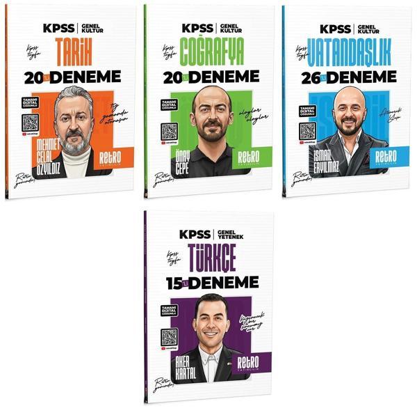 Retro 2026 KPSS Tarih + Coğrafya + Vatandaşlık + Türkçe 81 Deneme 4 lü Set Retro Yayıncılık - Retro Yayıncılık - Image 1