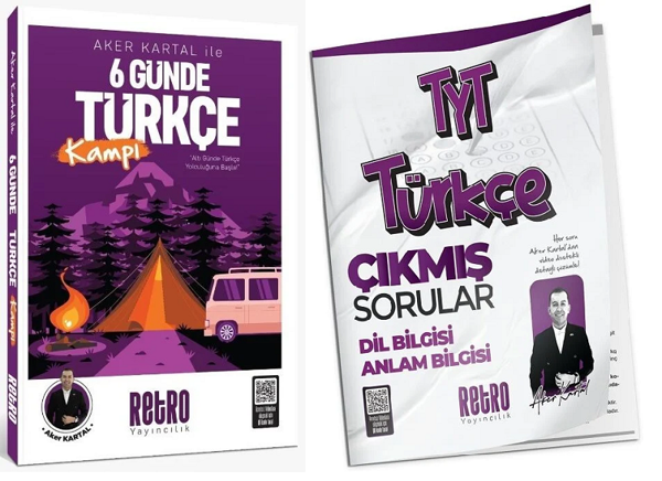 Retro 2026 YKS TYT KPSS 6 Günde Türkçe Soru Kampı + Çıkmış Sorular 2 li Set - Aker Kartal Retro Yayıncılık - Retro Yayıncılık - Image 1
