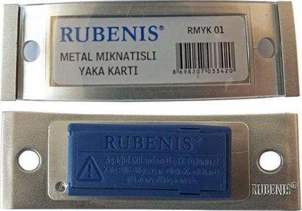 Rubenis Metal Mıknatıslı Yaka Kartı Gri RMYK01 - Image 1