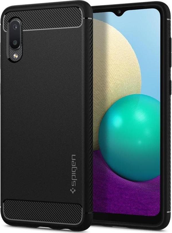Spigen Galaxy A02 / Galaxy M02 ile Uyumlu Kılıf Rugged Armor Matte Black - Image 1