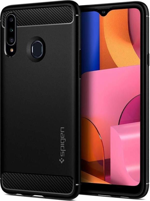Spigen Galaxy A20s ile Uyumlu Kılıf Rugged Armor Matte Black - Image 1