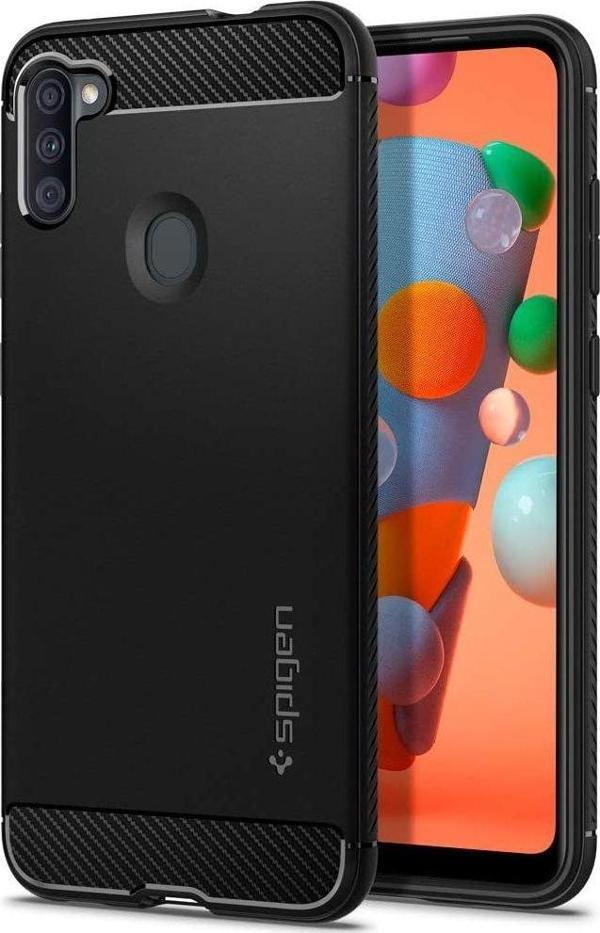 Spigen Galaxy M11 / Galaxy A11 ile Uyumlu Kılıf Rugged Armor Matte Black - Image 1
