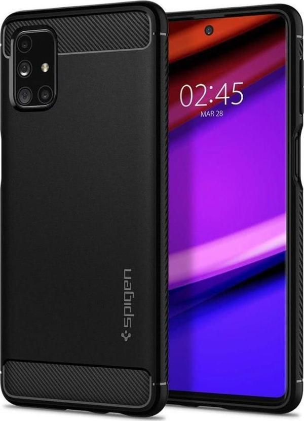 Spigen Galaxy M31s ile Uyumlu Kılıf Rugged Armor Matte Black - Image 1