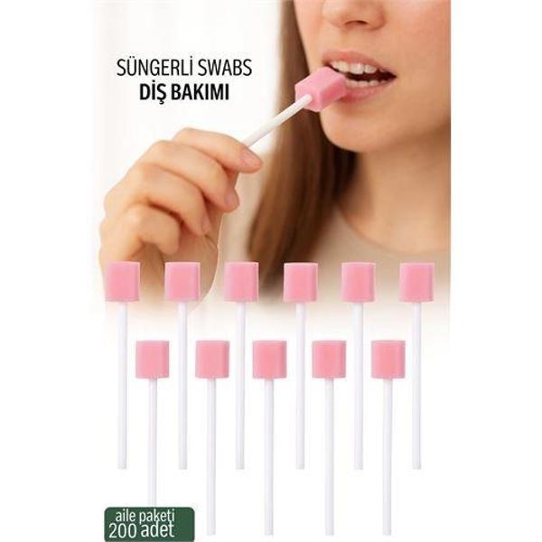 HSNET Süngerli Swab - Ağız ve Diş Bakım Çubuğu - 200 Adet Aile Paketi - Image 1