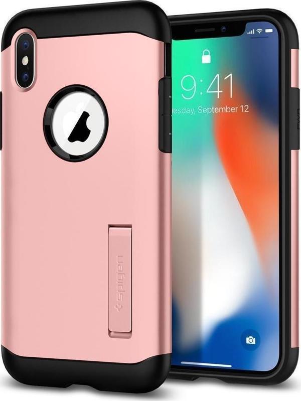 Spigen iPhone X ile Uyumlu Kılıf Slim Armor Rose Gold - Image 1
